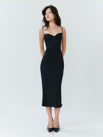 Blossom Midi Dress - Polka Dot Black