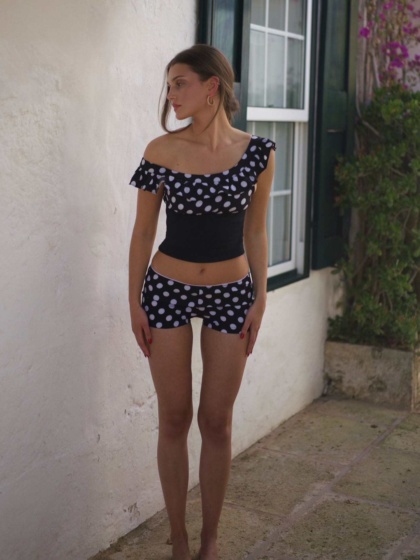 Alda Shorts - Polka Dot Black