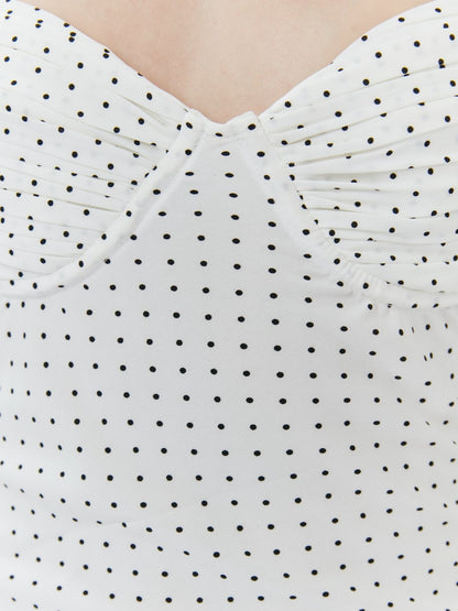 Blossom Midi Dress - Polka Dot White