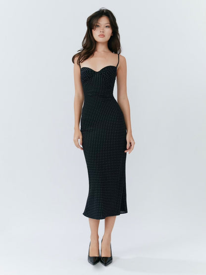 Blossom Midi Dress - Polka Dot Black