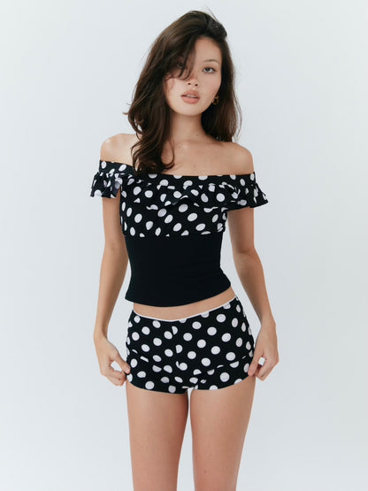 Alda Shorts - Polka Dot Black