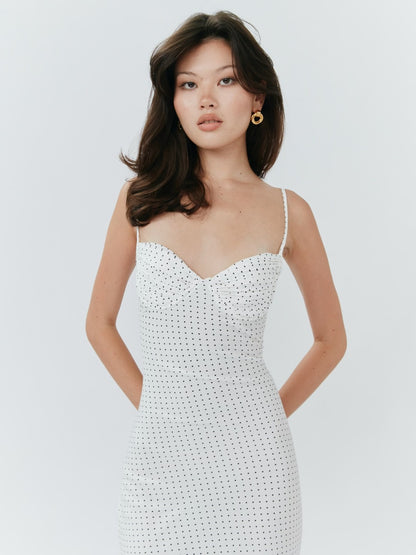 Blossom Midi Dress - Polka Dot White