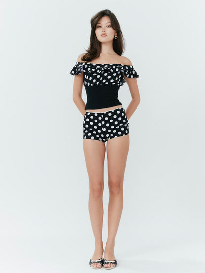 Esmeralda Top - Polka Dot Black