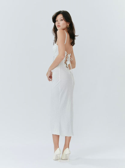 Blossom Midi Dress - Polka Dot White