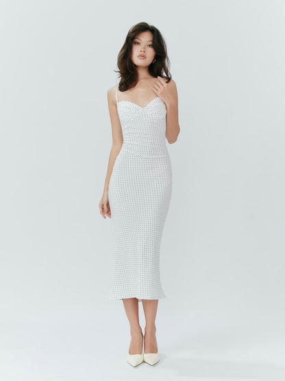 Blossom Midi Dress - Polka Dot White