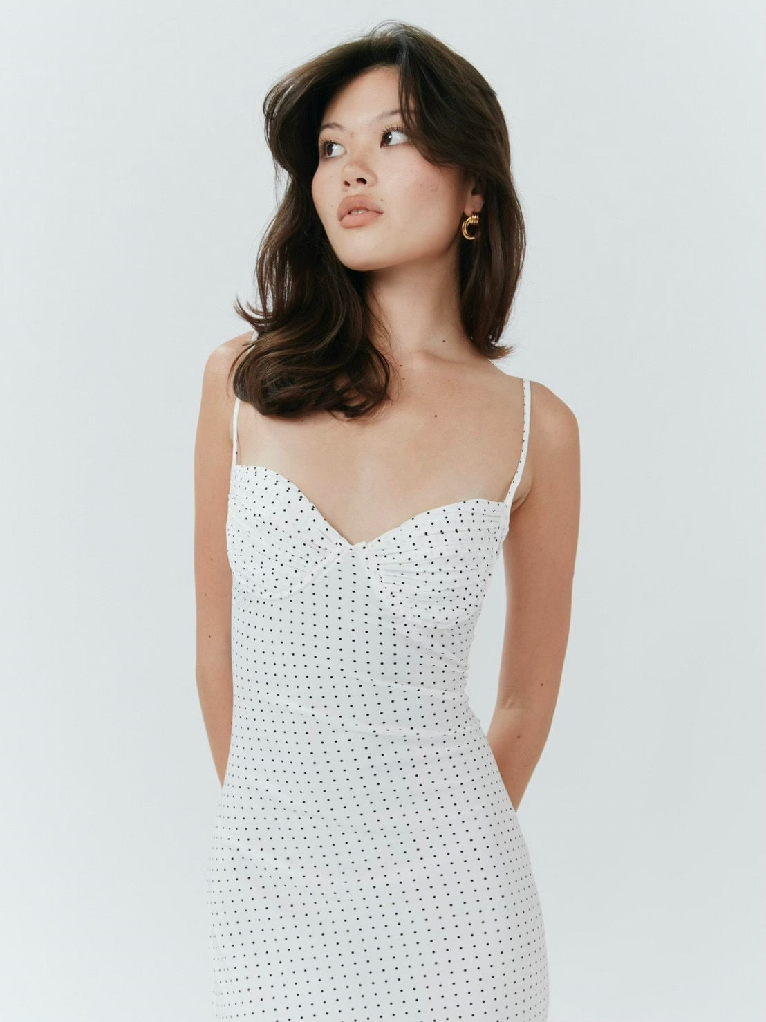 Blossom Midi Dress - Polka Dot White