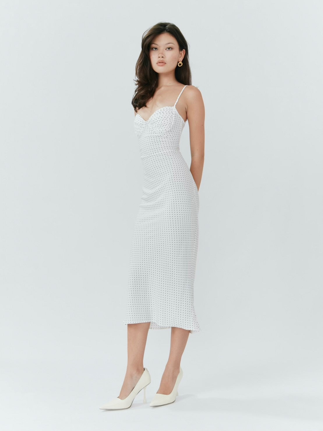 Blossom Midi Dress - Polka Dot White