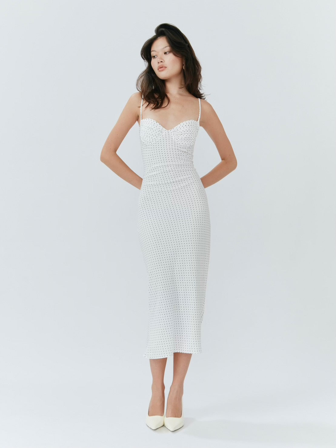 Blossom Midi Dress - Polka Dot White