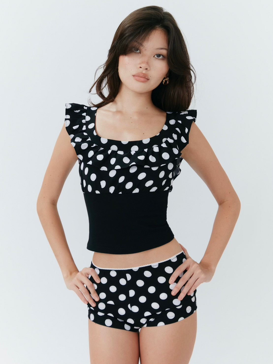 Alda Shorts - Polka Dot Black