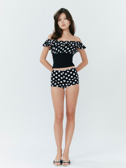 Alda Shorts - Polka Dot Black