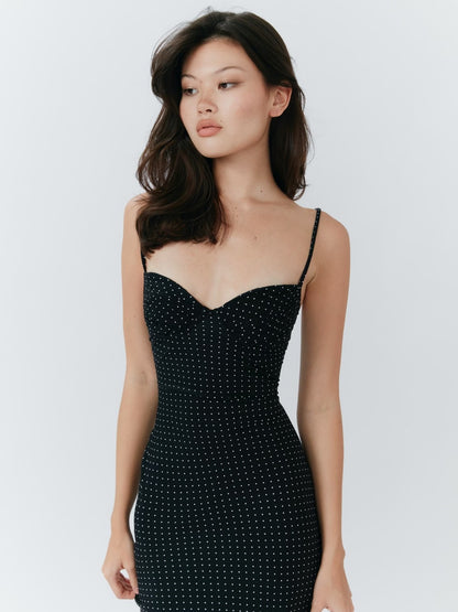 Blossom Midi Dress - Polka Dot Black