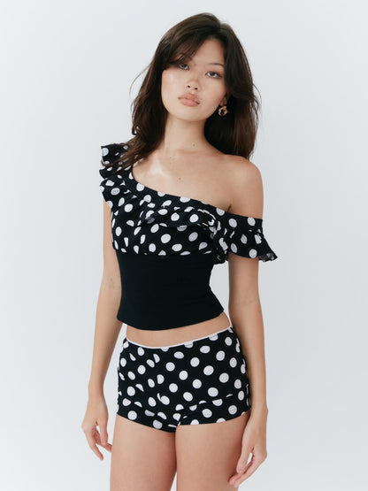 Esmeralda Top - Polka Dot Black