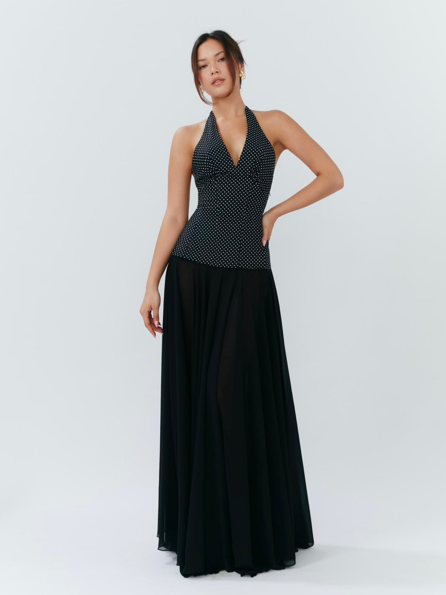 Rosalia Maxi Dress - Polka Dot Black