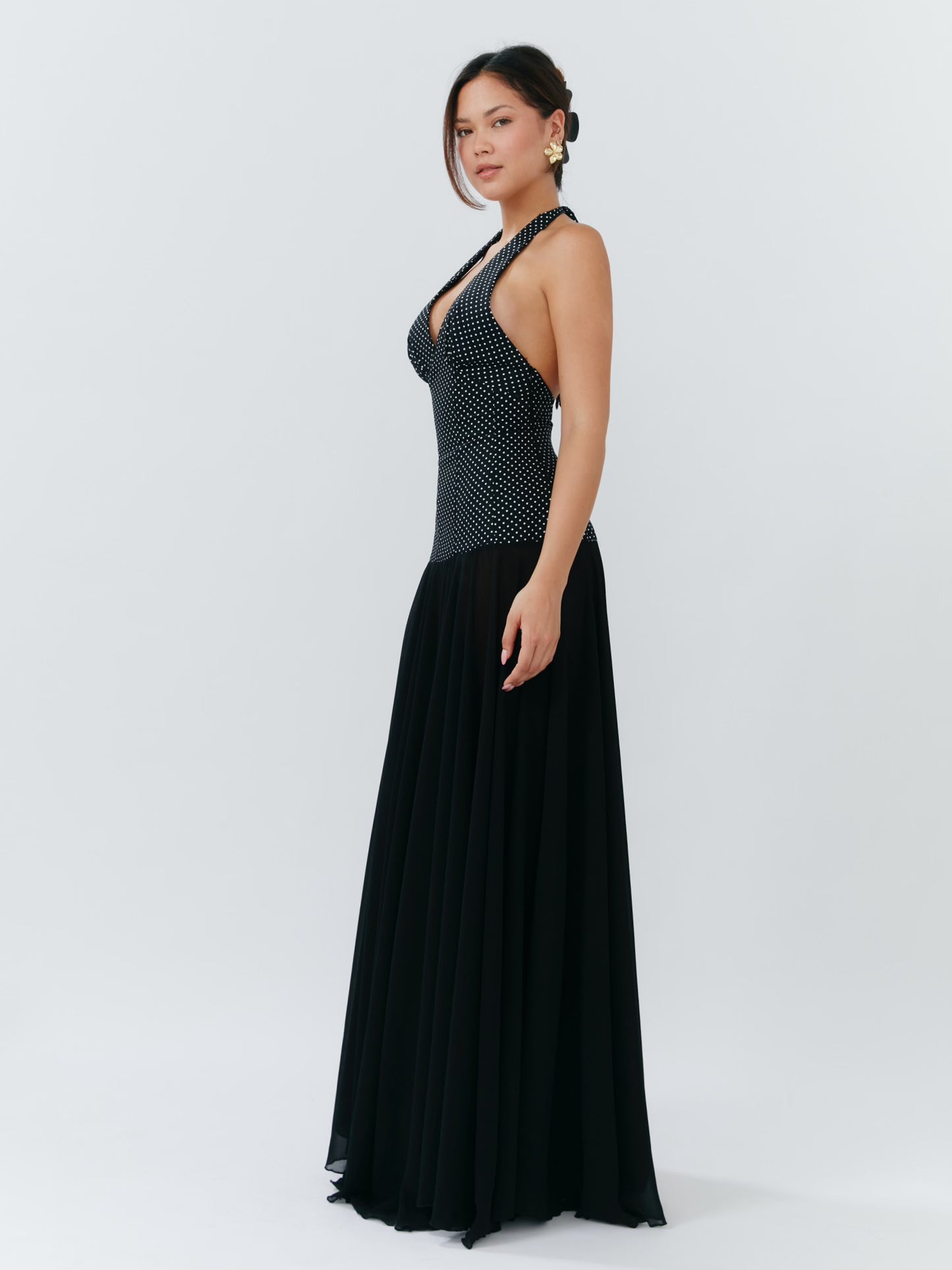 Rosalia Maxi Dress - Polka Dot Black