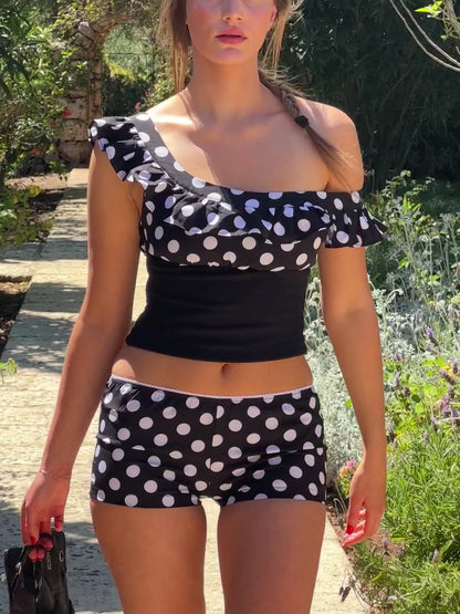 Alda Shorts - Polka Dot Black